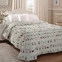 Beach huts bedspread - Blue