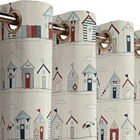 Beach huts curtain - Blue